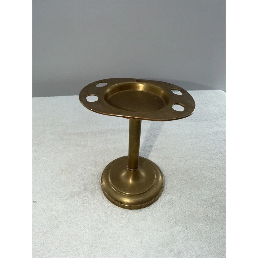Antique Industrial Brass 4 Toothbrush & Tumbler Vanity Stand 1900s Deco Primitiv